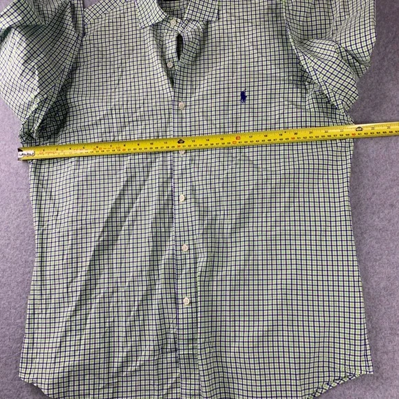 Polo Ralph Lauren Button Down Men L Green Navy Gingham Check Long Sleeve Shirt - Picture 4 of 7